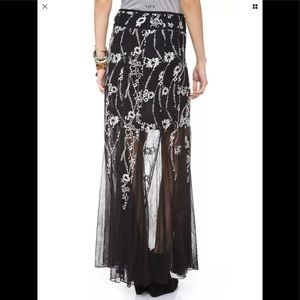 NEW FREE PEOPLE BLACK SHEER ECRU EMBROIDER SKIRT 4
